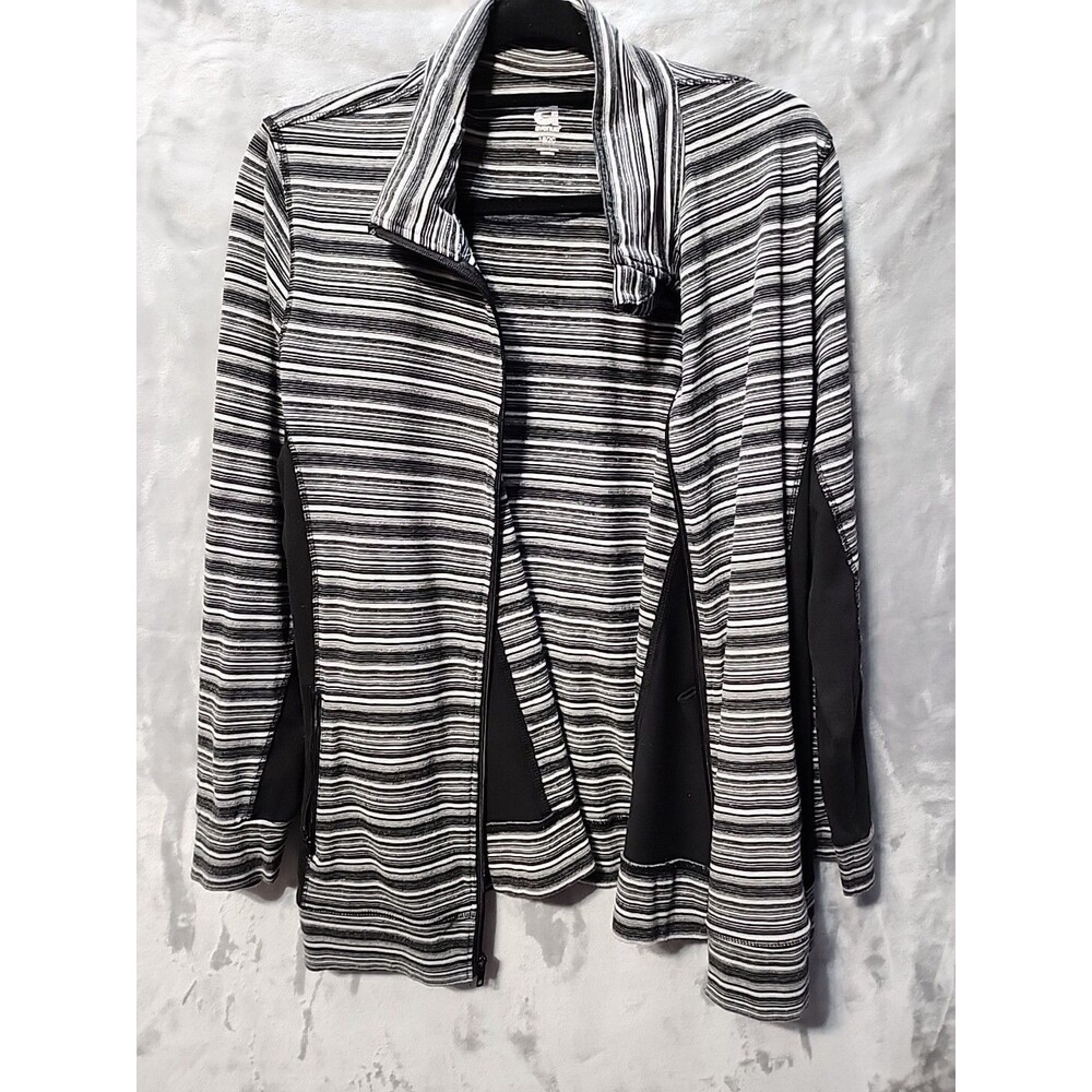 Avenue Activewear Jacket Womens 18/20 Full Zip Up Black Stripe Classic Athletic